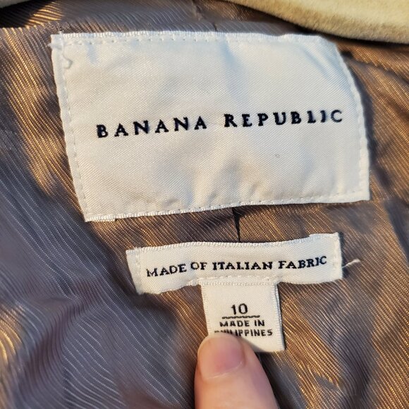 Banana Republic Tumblrcore 2010s Taupe Floral Trim Blazer Jacket Wool Blend - Picture 13 of 14